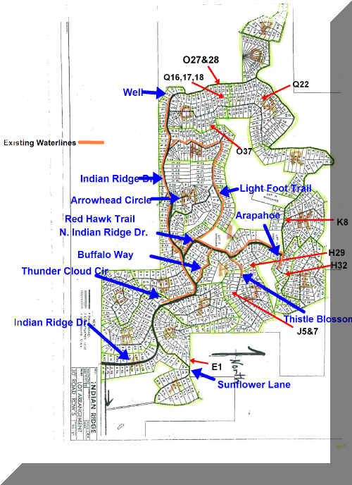 Indian Ridge with roads, waterlines & Lots marked2.jpg (1609389 bytes)